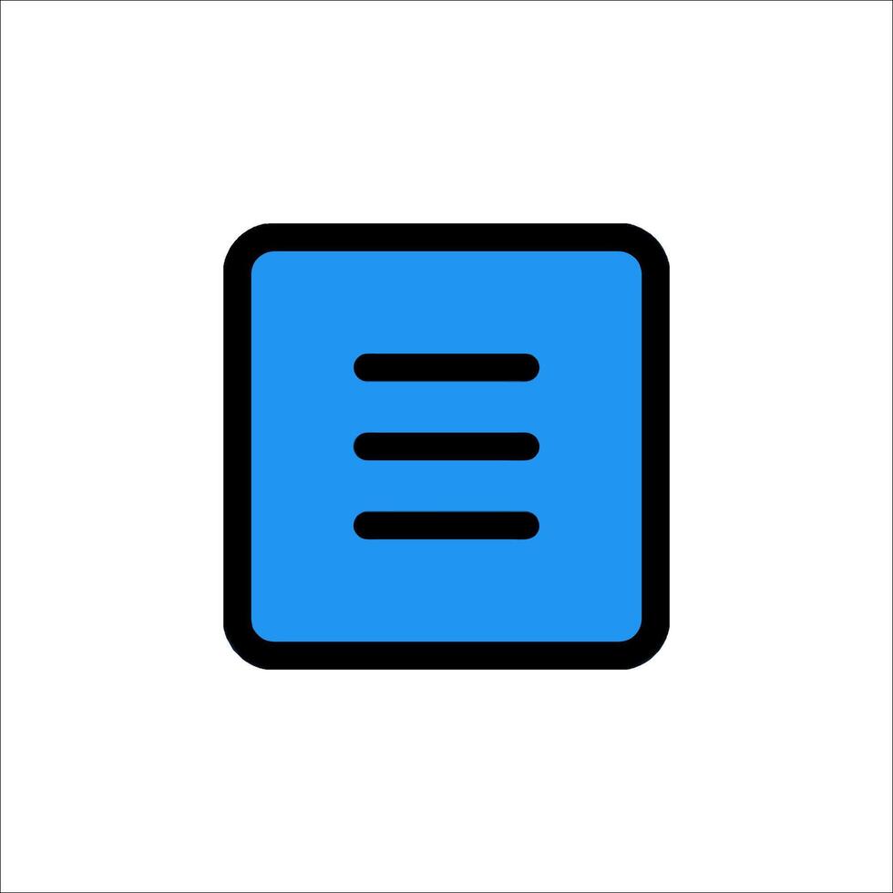A blue square icon with a line on it vector