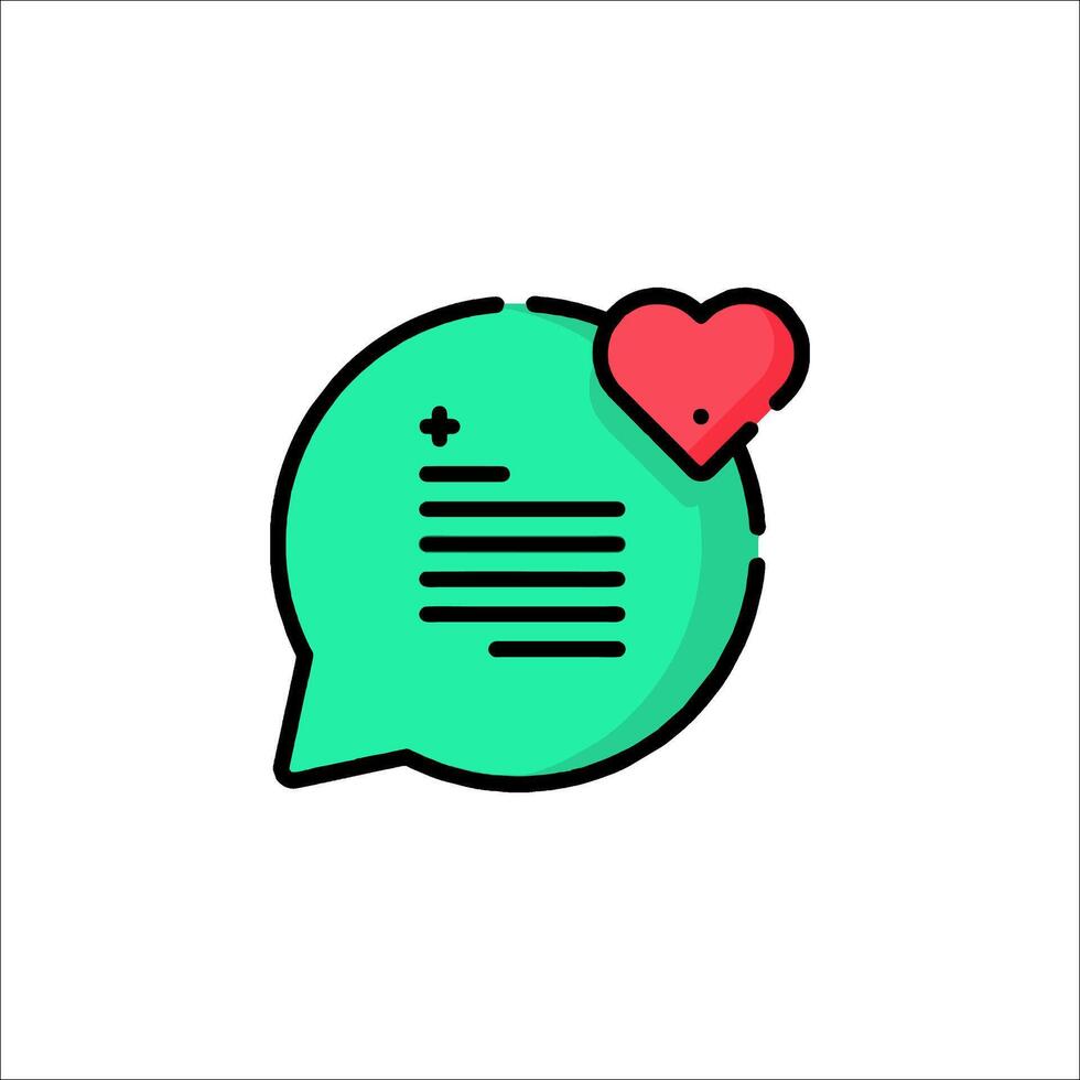 A green speech bubble with a red heart on it vector