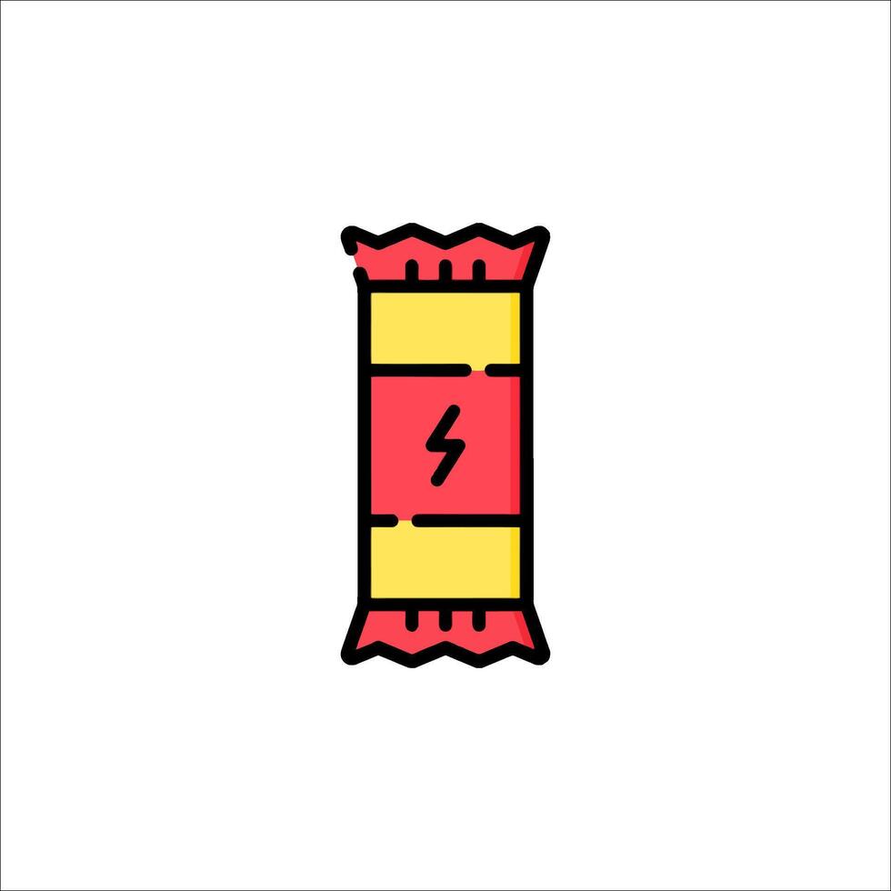 A red and yellow candy wrapper with a lightning bolt on it vector