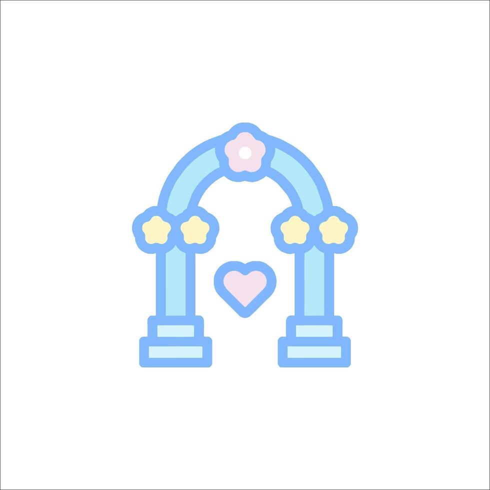 A blue arch with stars and hearts on it vector