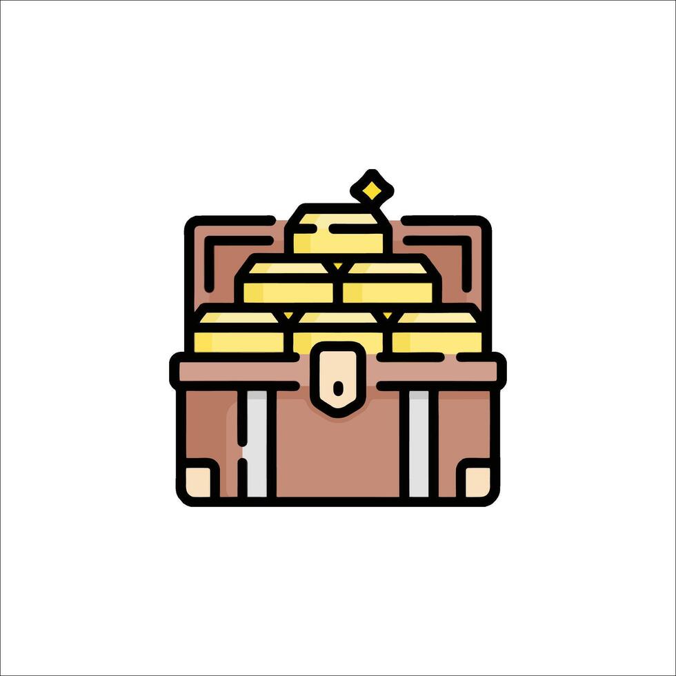 Gold treasure chest icon illustration vector