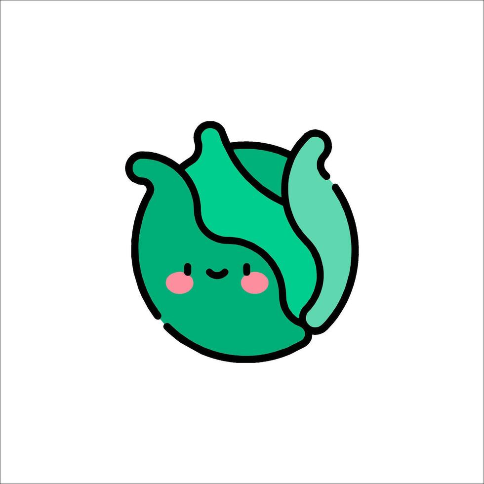 A green leaf with a cute face on it vector