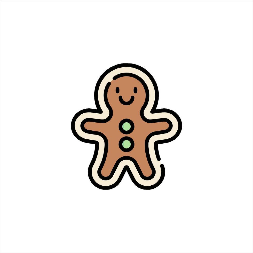 A gingerbread man is shown in a flat style vector