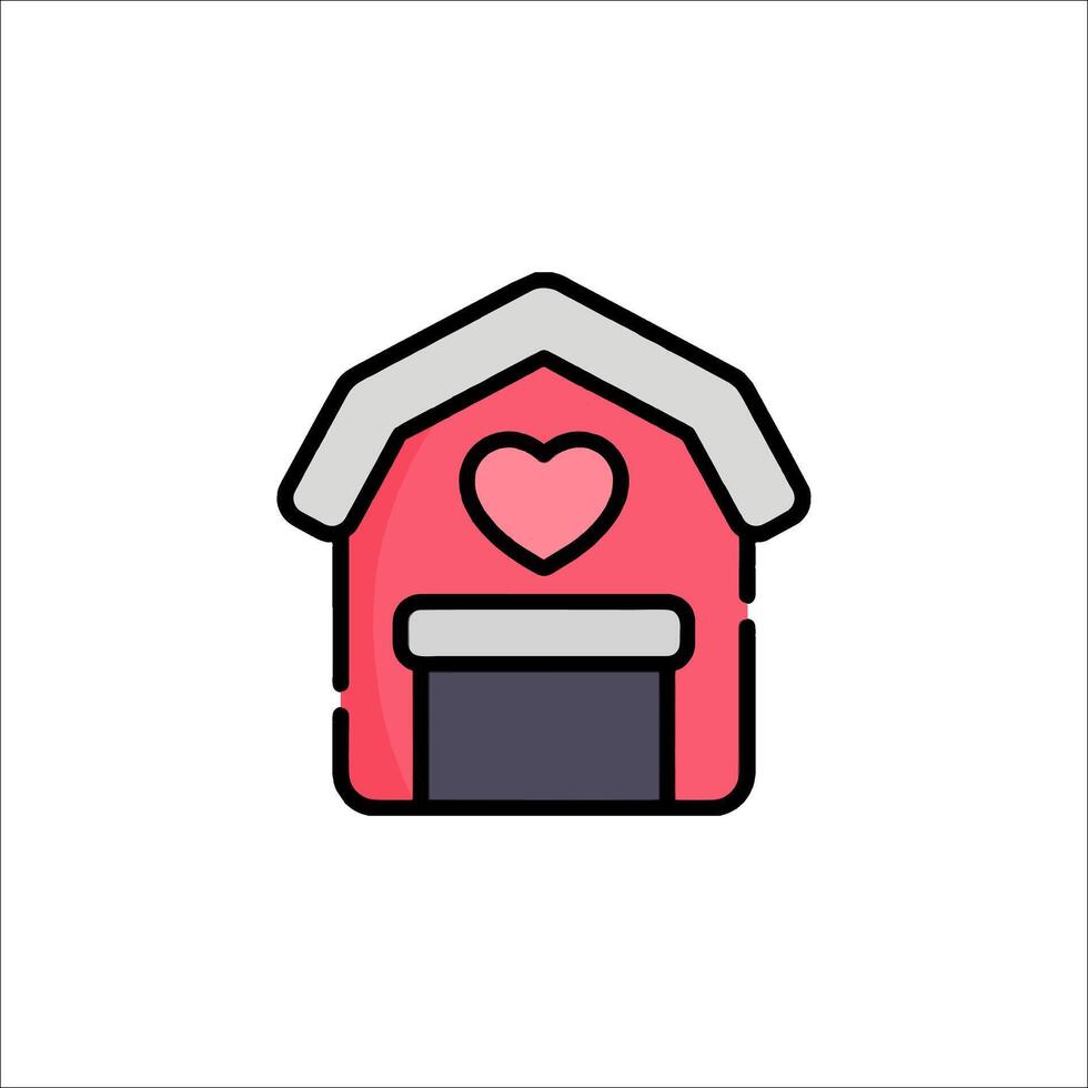 A red house with a heart on the roof vector