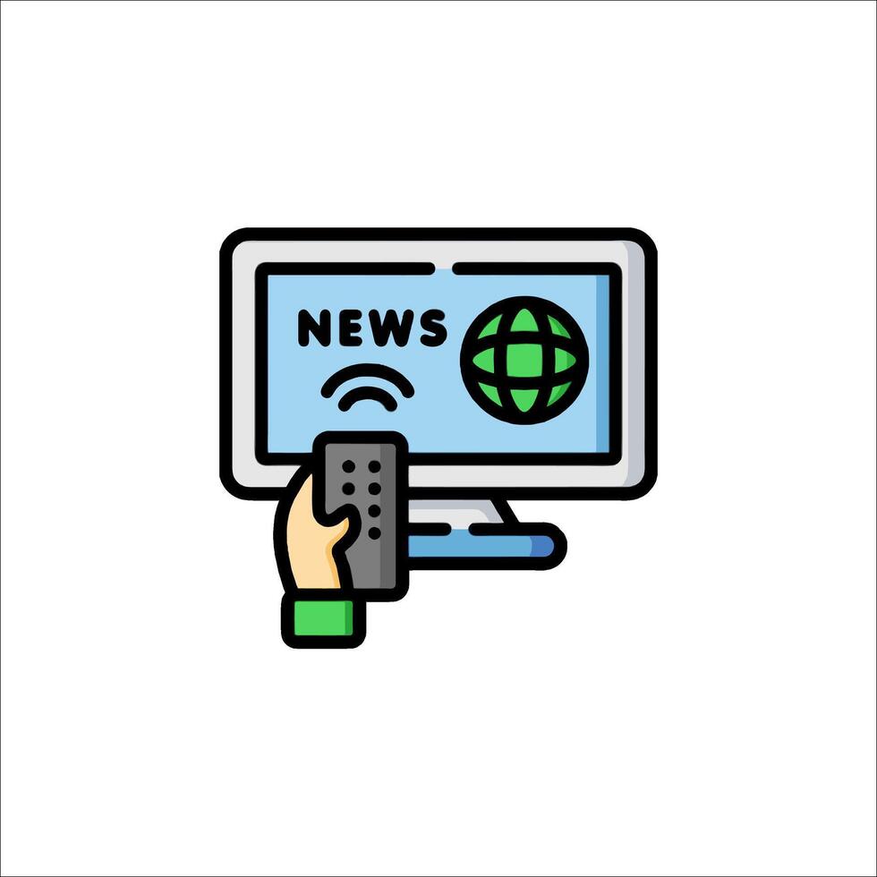 News icon with hand holding remote and computer monitor vector