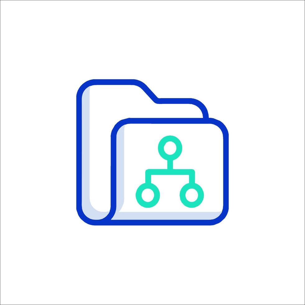 A folder icon with a green and blue outline vector