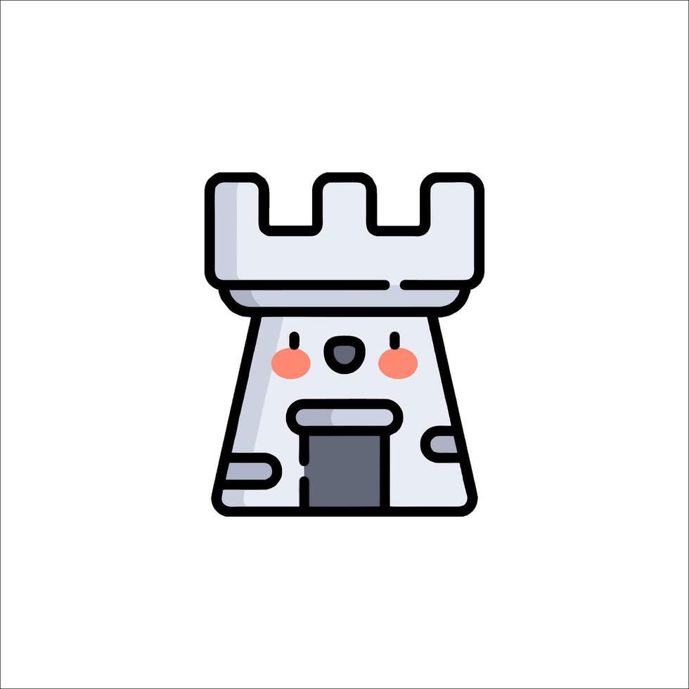 A cartoon castle with a face and a crown vector