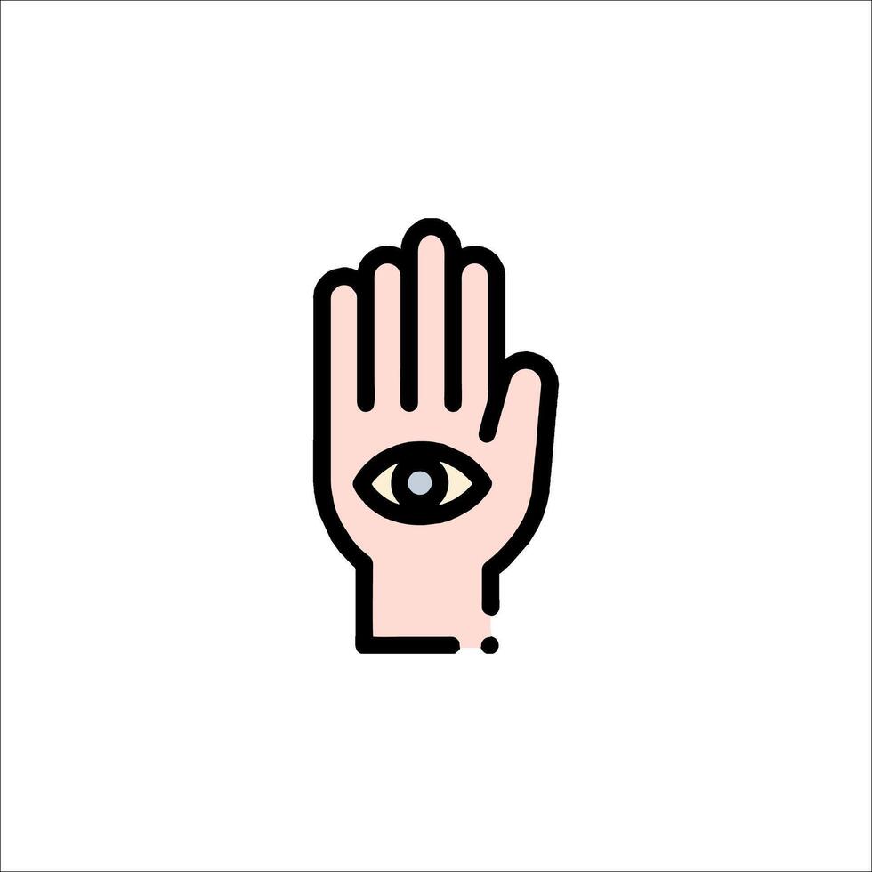 A hand with an eye on it, with a white background vector