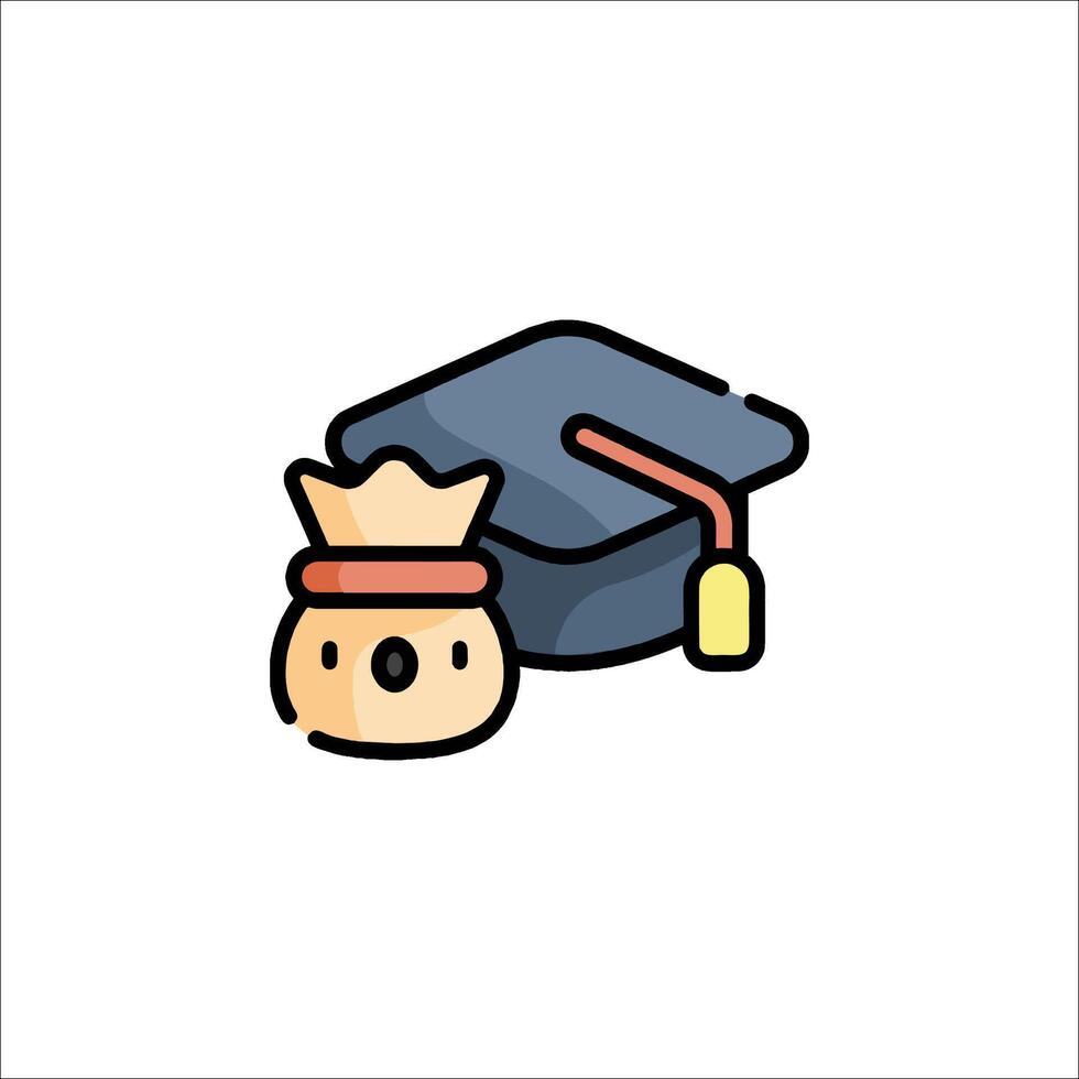A graduation hat and a bag of money vector