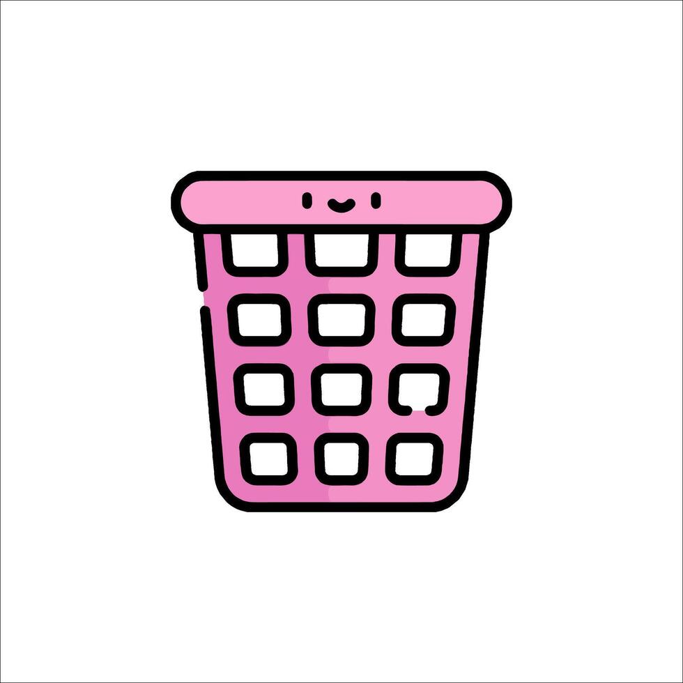 A pink trash can icon on a white background vector