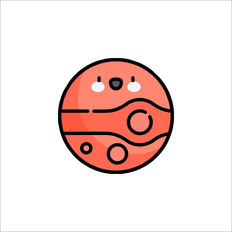 A red planet with a face on it vector