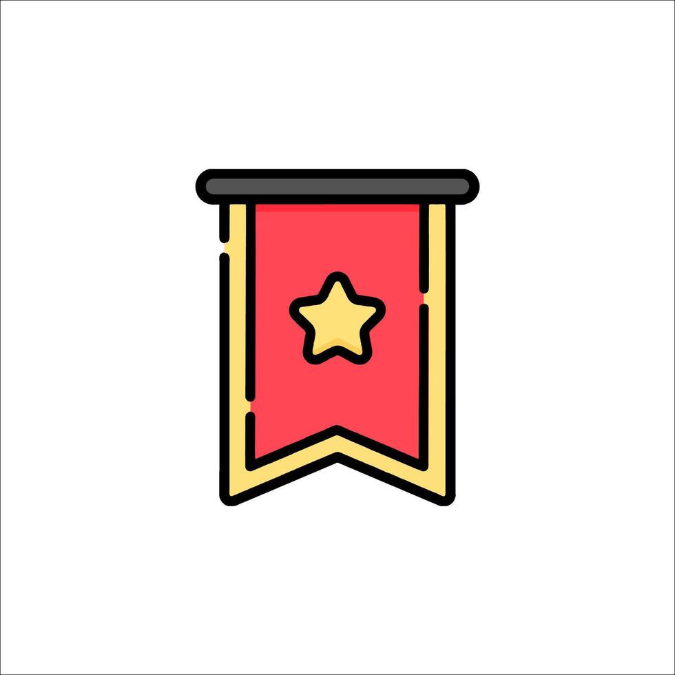 A red ribbon with a star on it vector