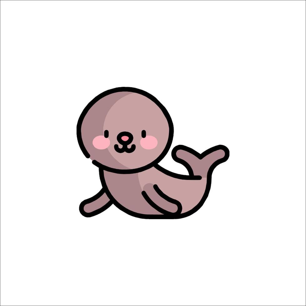 A cute seal with pink cheeks and a pink nose vector