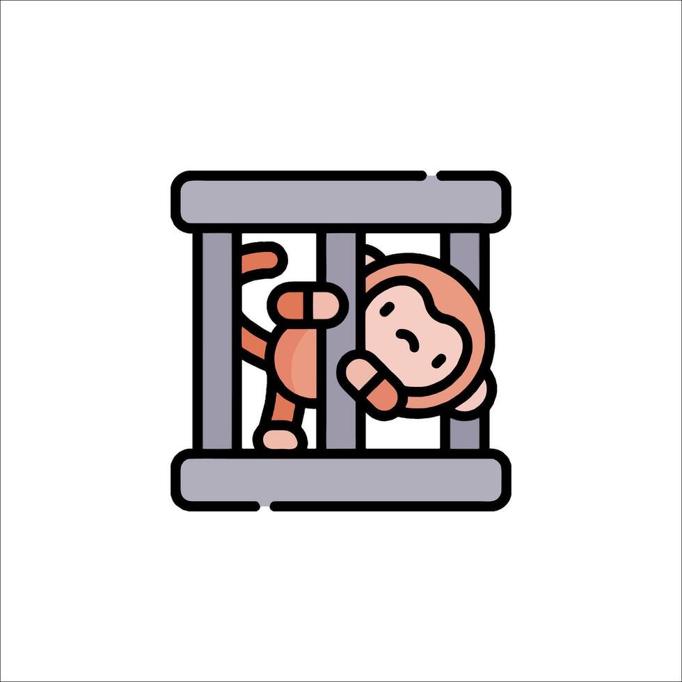 A cartoon monkey in a cage icon vector