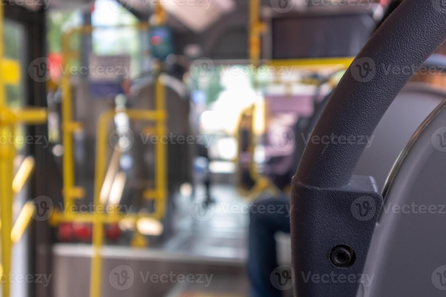 View inside a public bus. Public transportation concept. photo