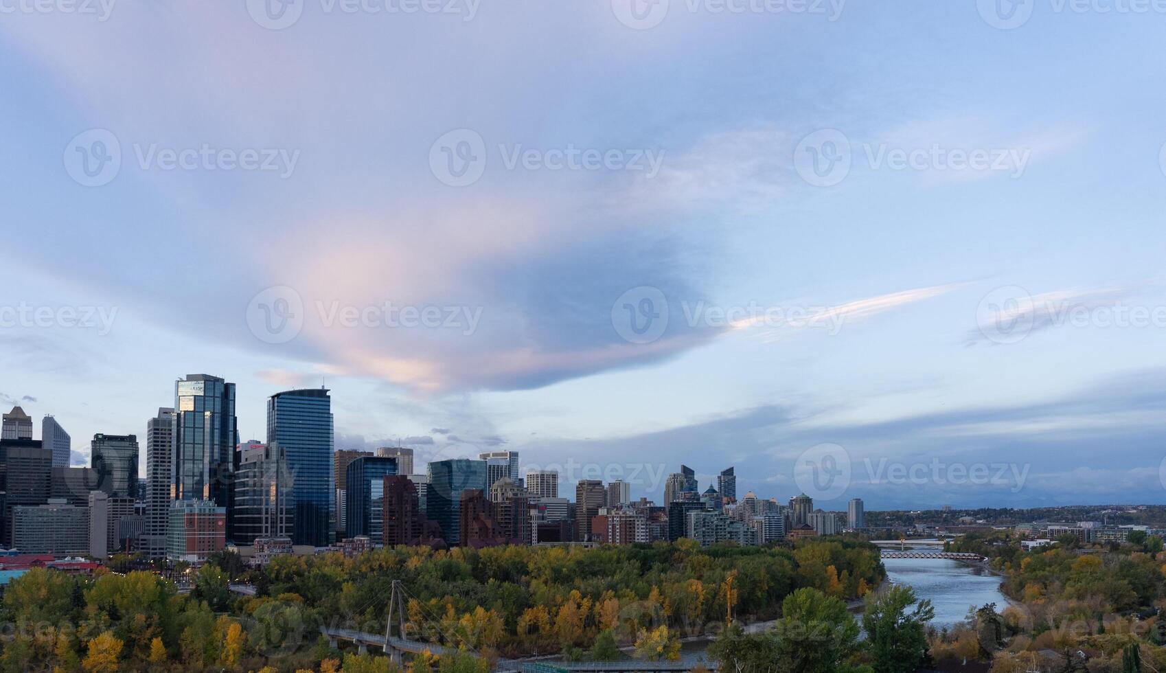 View of Calgary Canada Skyline at Sunrise photo