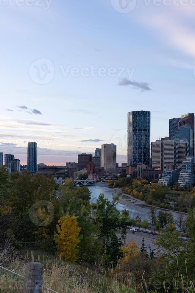 View of Calgary Canada Skyline at Sunrise photo