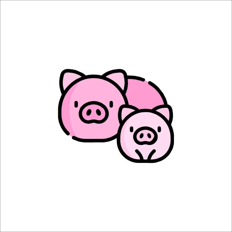 A pink pig and a baby pig are sitting together vector