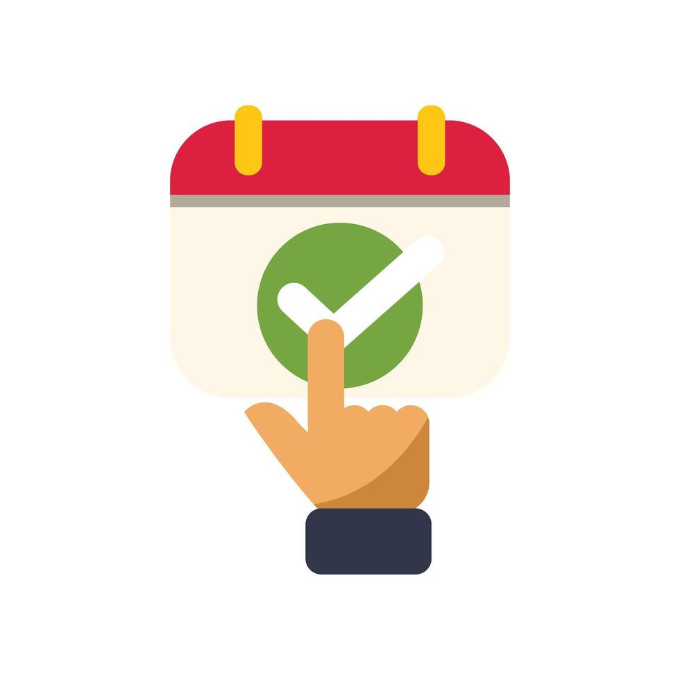Businessman hand marking check mark on a calendar day vector