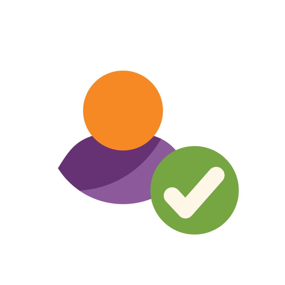 Green check mark confirming user profile validation vector