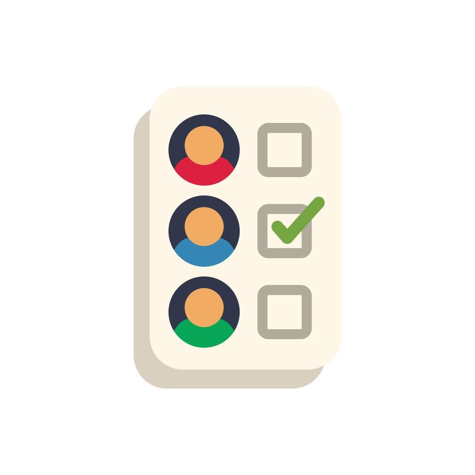Online survey with checkboxes showing choosing candidate for hiring vector
