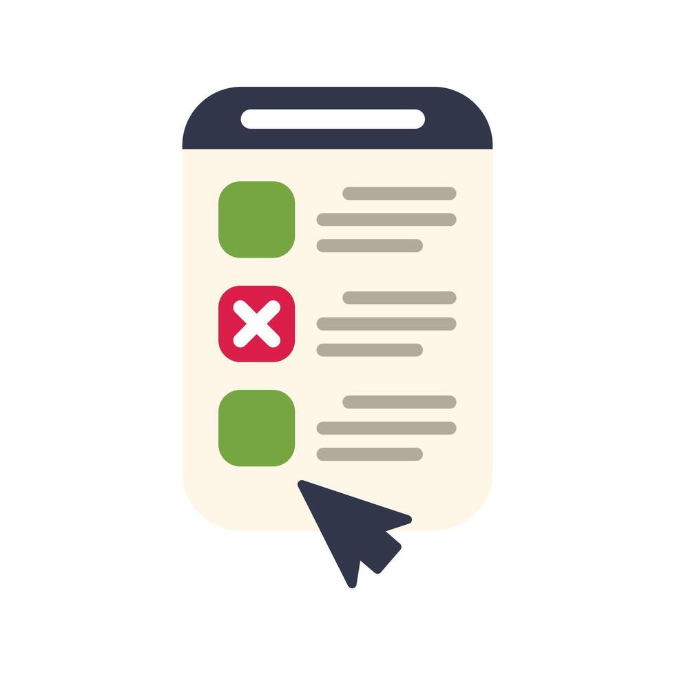 Cursor clicking on online survey form on tablet screen vector