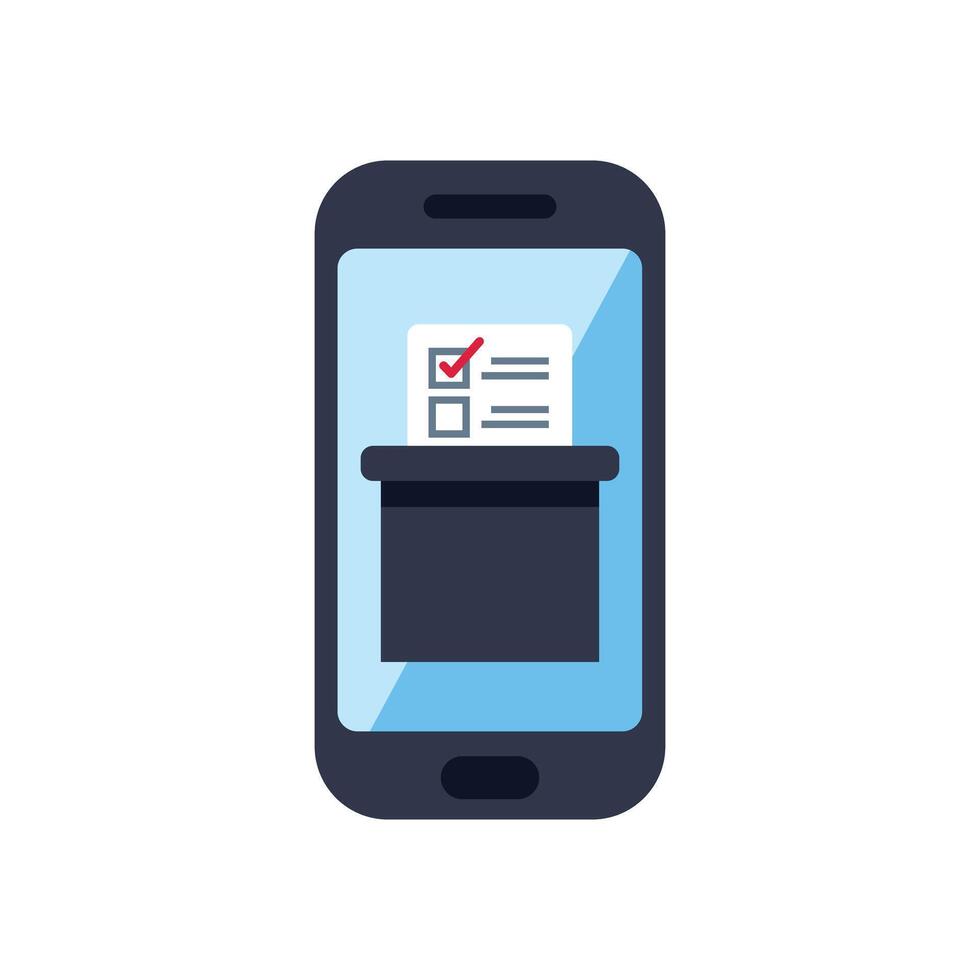 Smartphone showing voting booth with ballot paper for online voting vector
