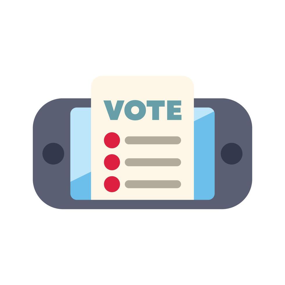 Smartphone showing online voting ballot on its screen vector
