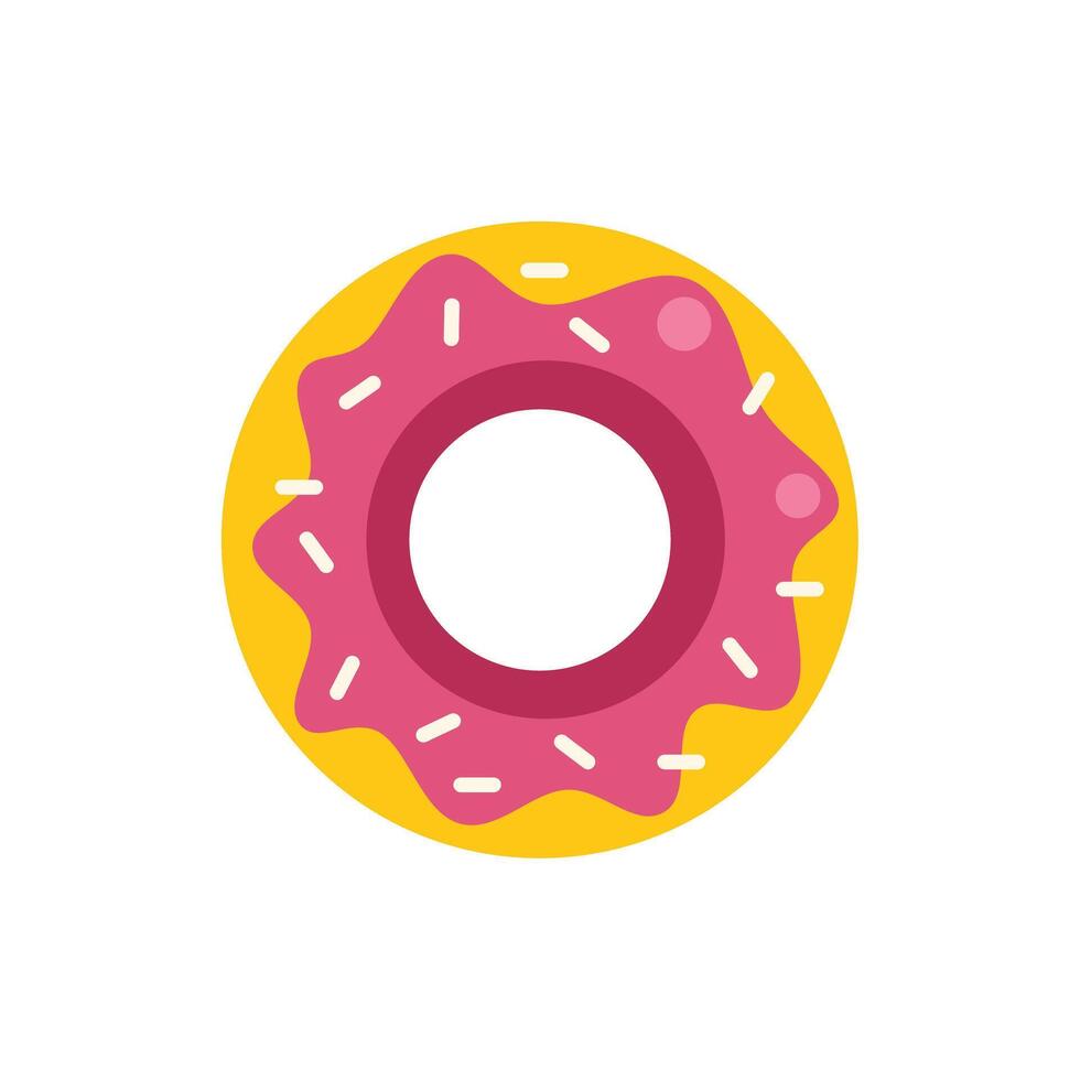 Delicious donut with pink icing and sprinkles icon vector
