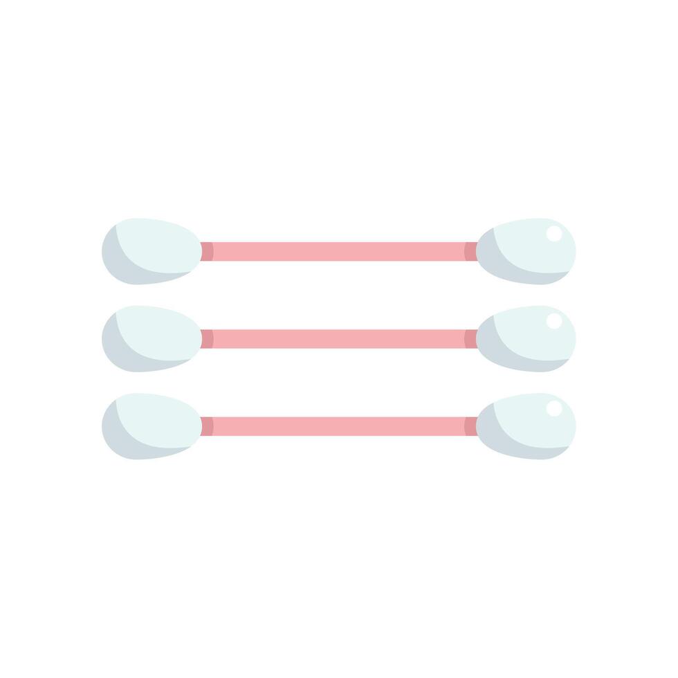 Three cotton swabs lying on white background vector