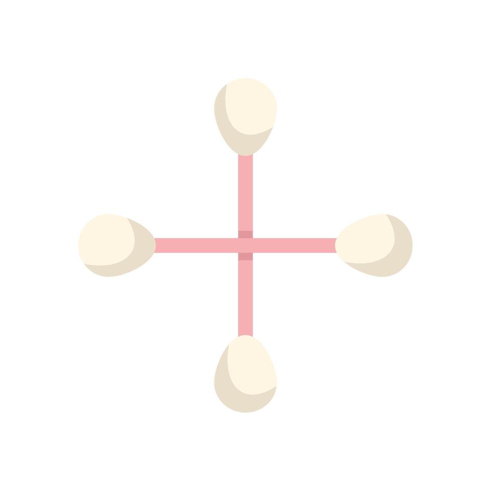 Four cotton swabs forming a cross shape on white background vector