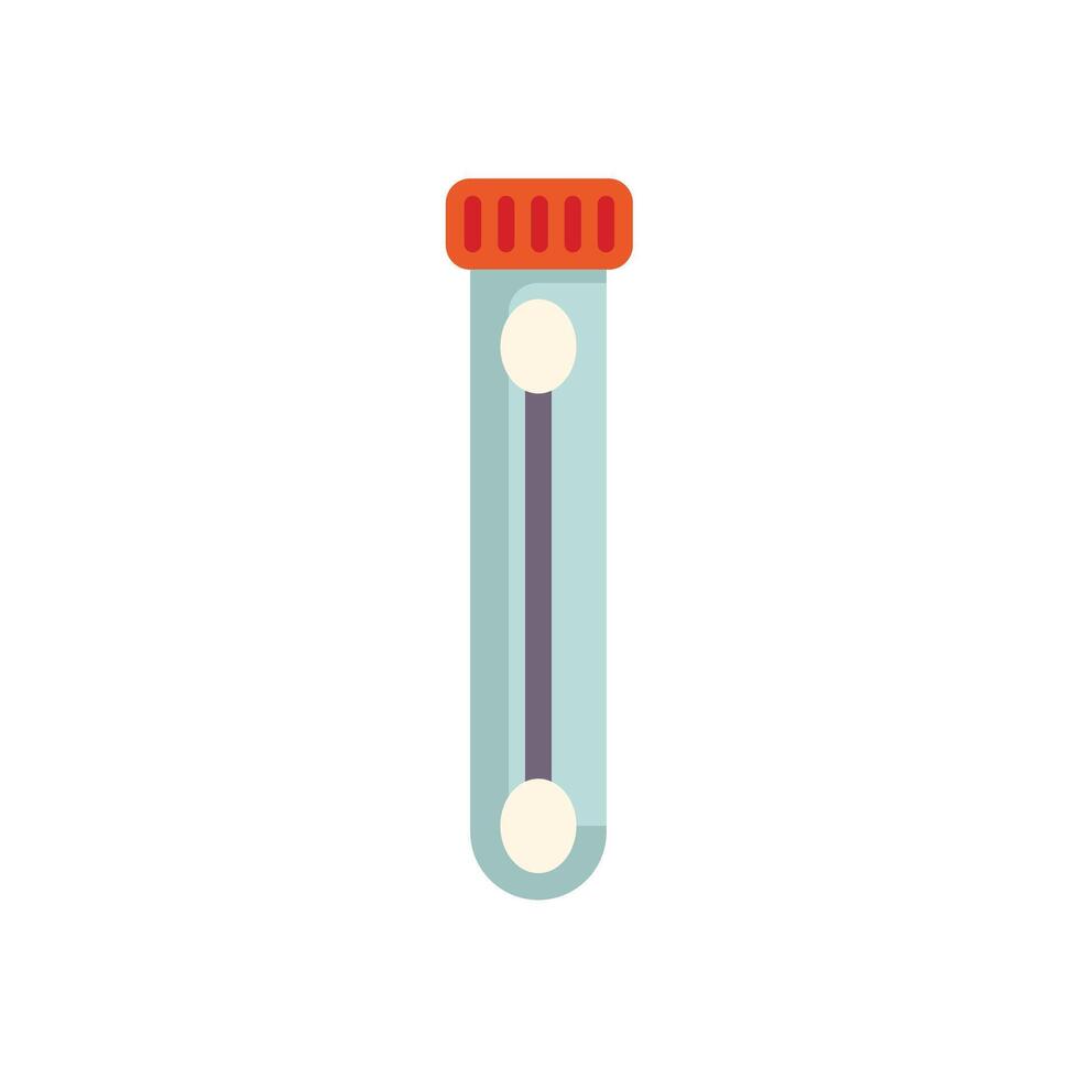 Medical test tube containing sample is standing on white background vector