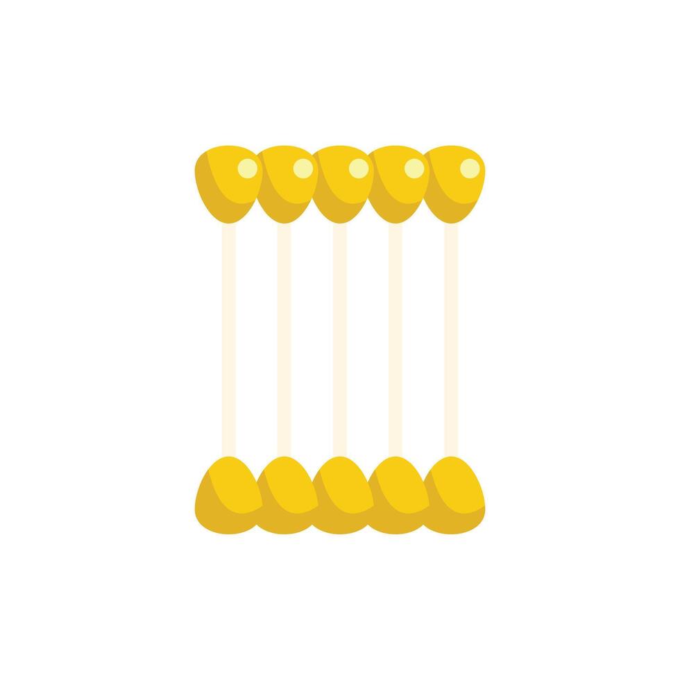 Newton's cradle showing energy transferring momentum vector