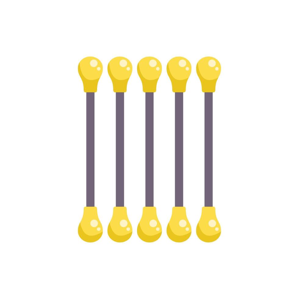 Five yellow light bulbs hanging from ceiling forming a line vector