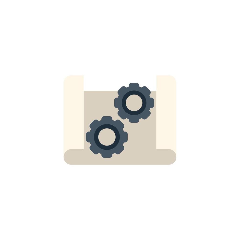 Two gears working together on a project management plan vector