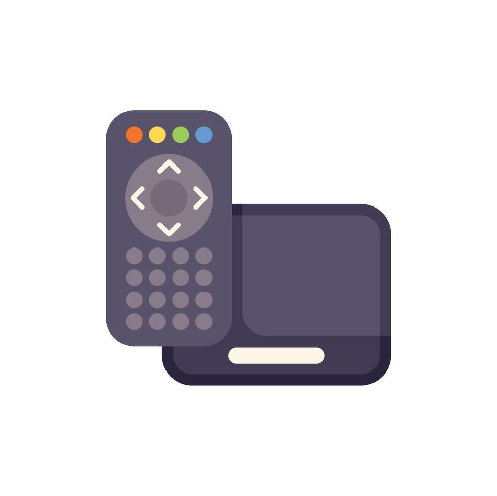 Television set top box with remote control on white background vector