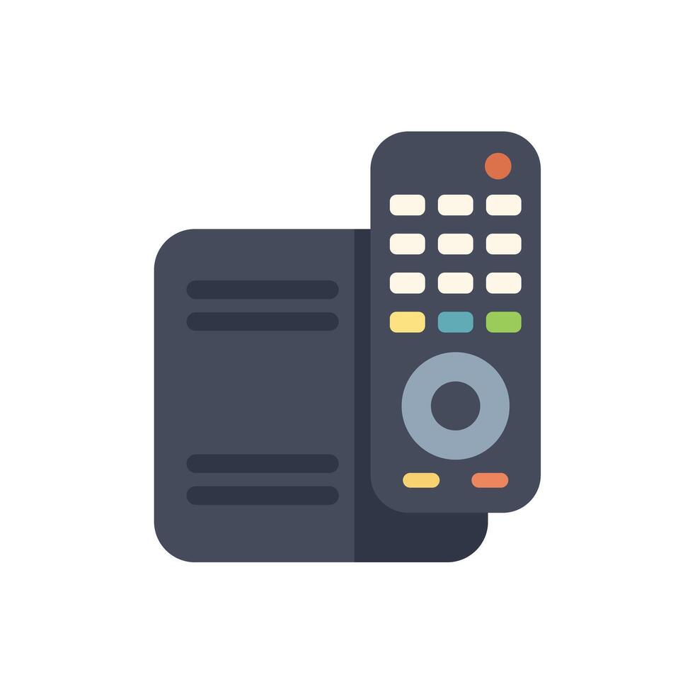 Modern tv set top box receiver with remote control icon vector