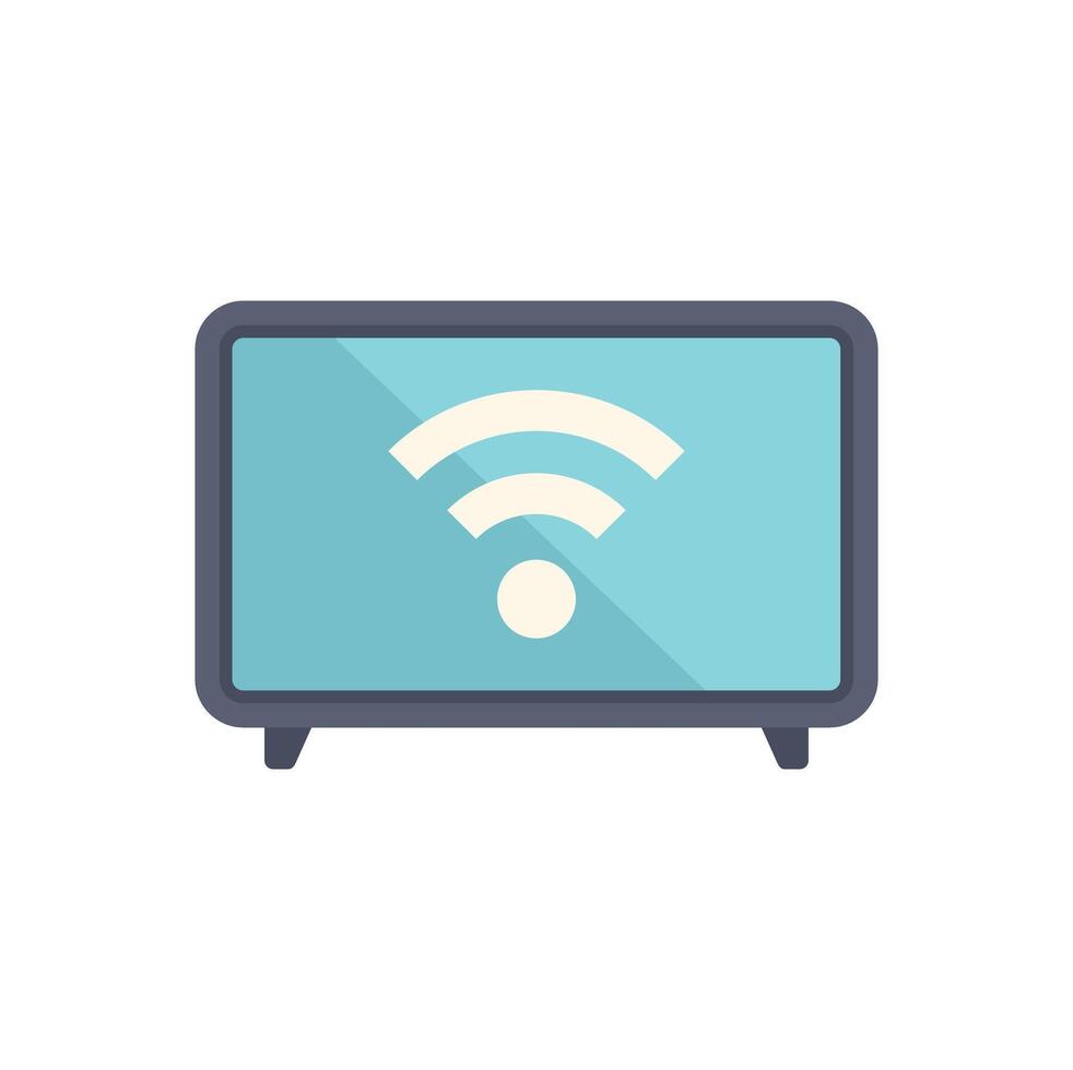 Smart tv showing wifi signal icon on screen vector