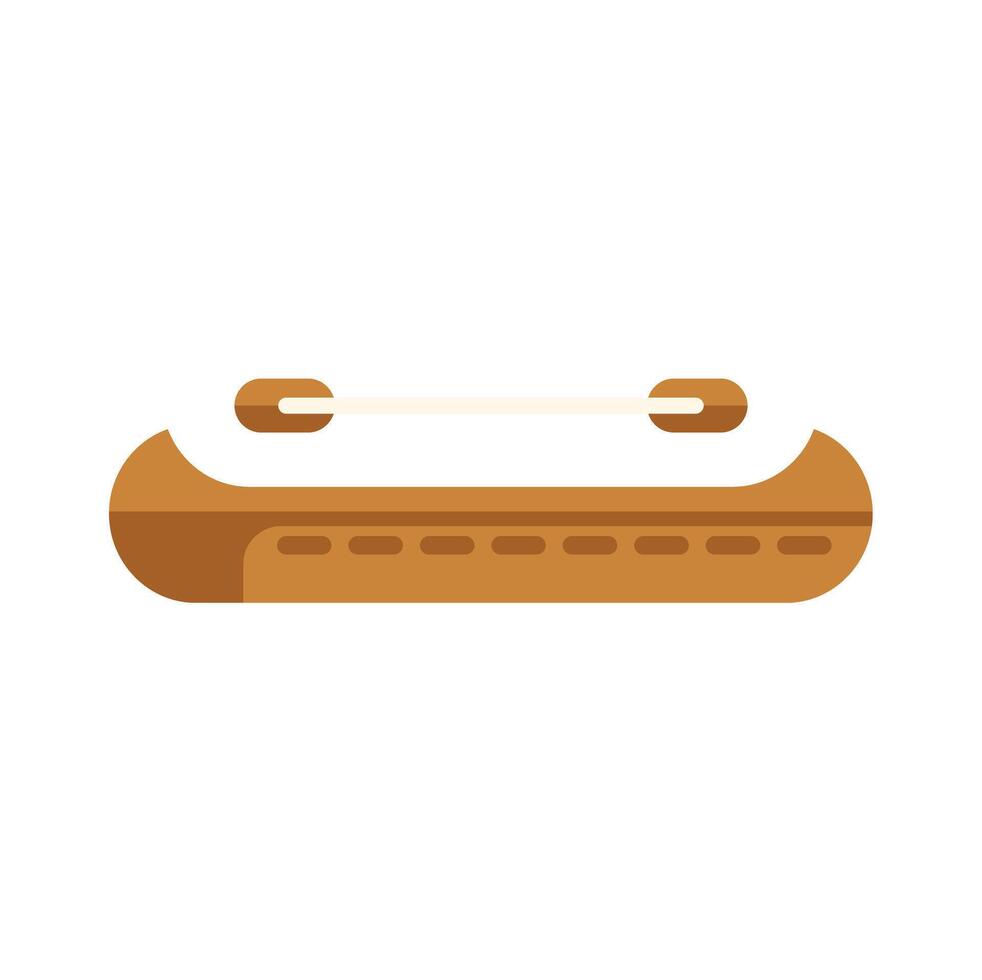 Wooden canoe with paddles floating on water surface icon vector