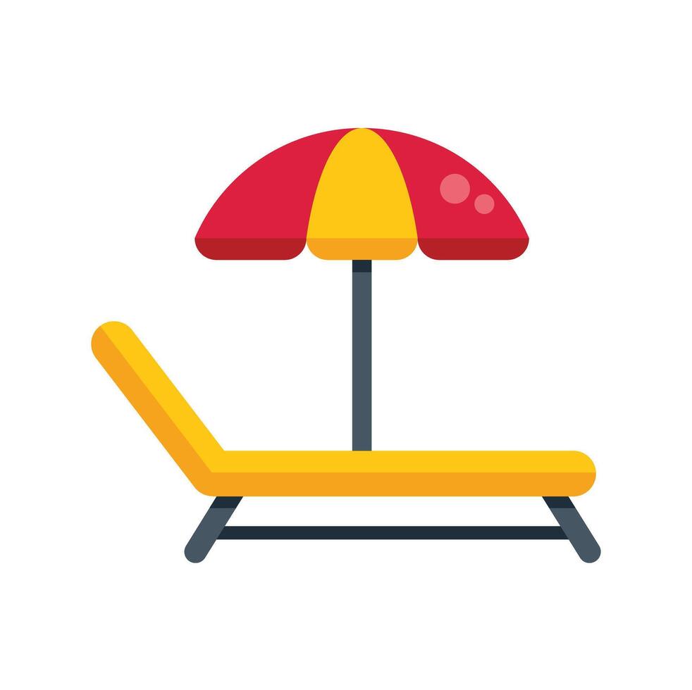Beach chair standing under a parasol vector
