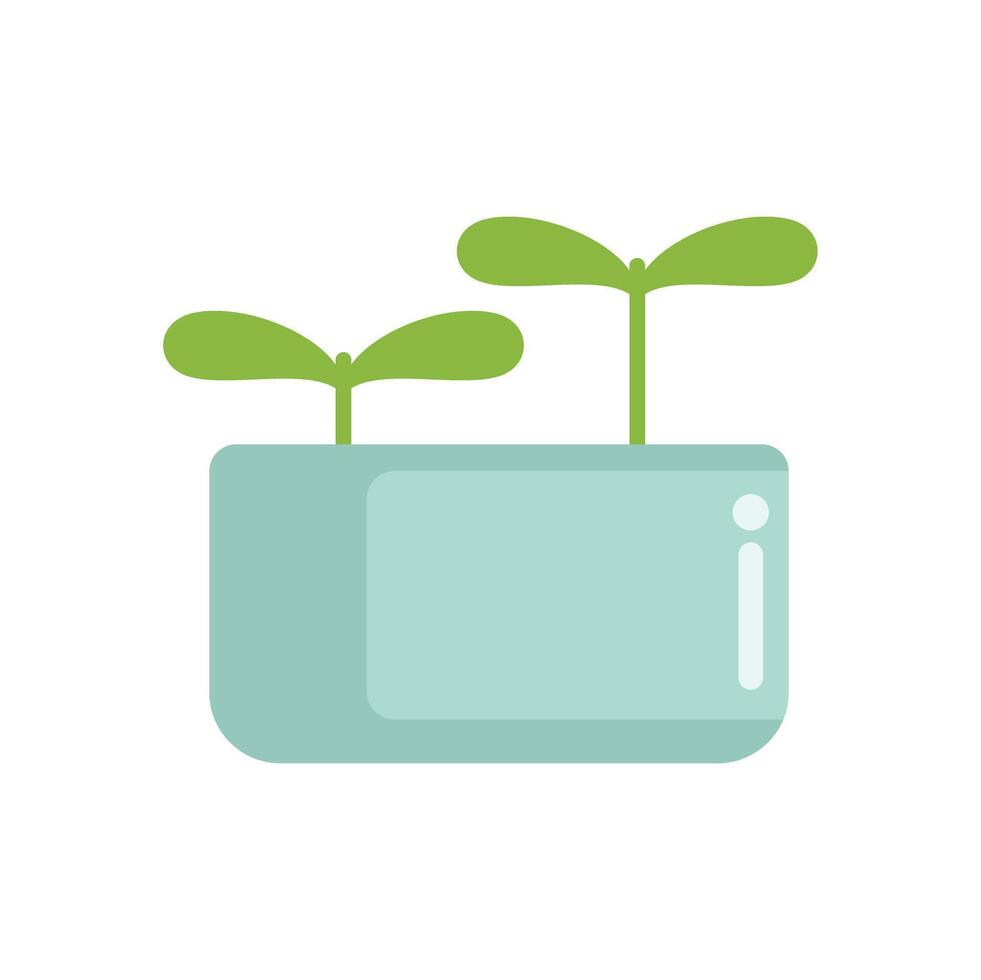 Two green sprouts growing from smartphone screen displaying blank background vector