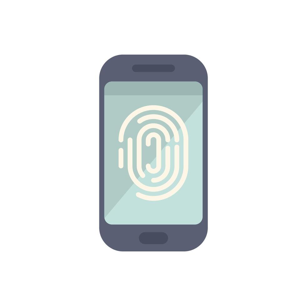 Smartphone showing fingerprint for security access vector