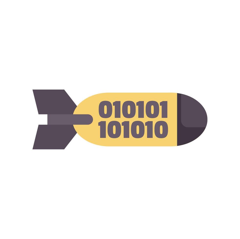 Binary code bomb representing cyber warfare targeting computer systems vector