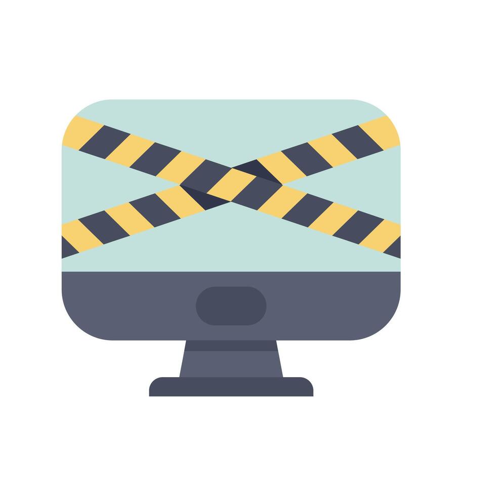 Computer screen showing crossed yellow and black striped barrier tape vector