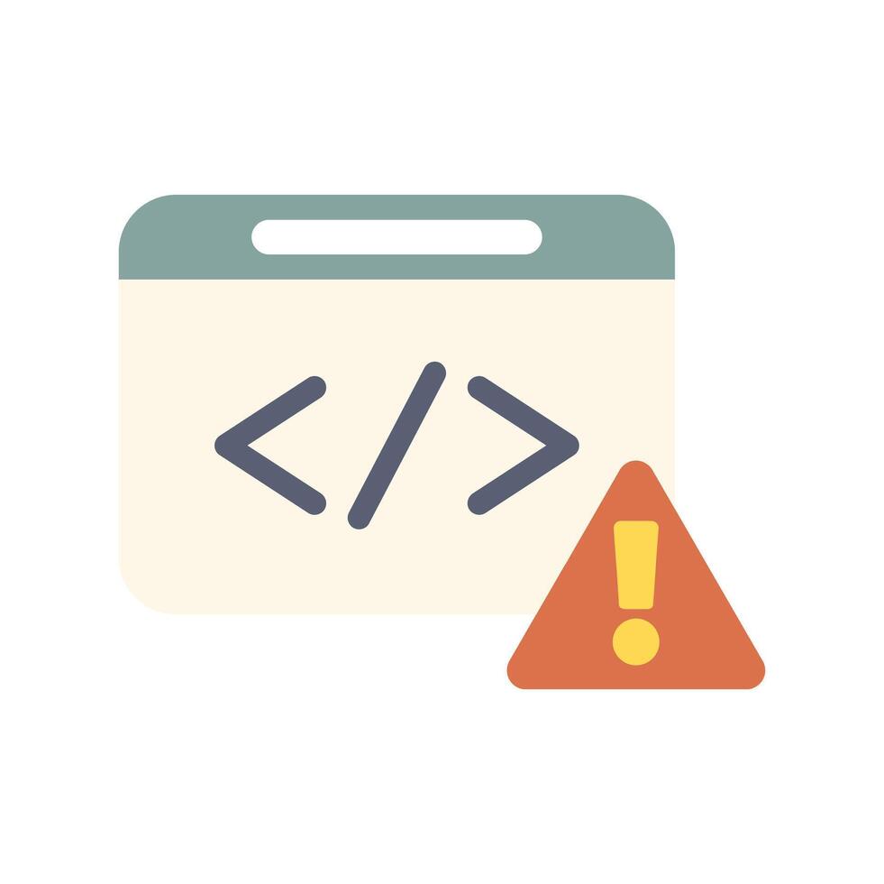 Website code showing error message with exclamation point in triangle vector