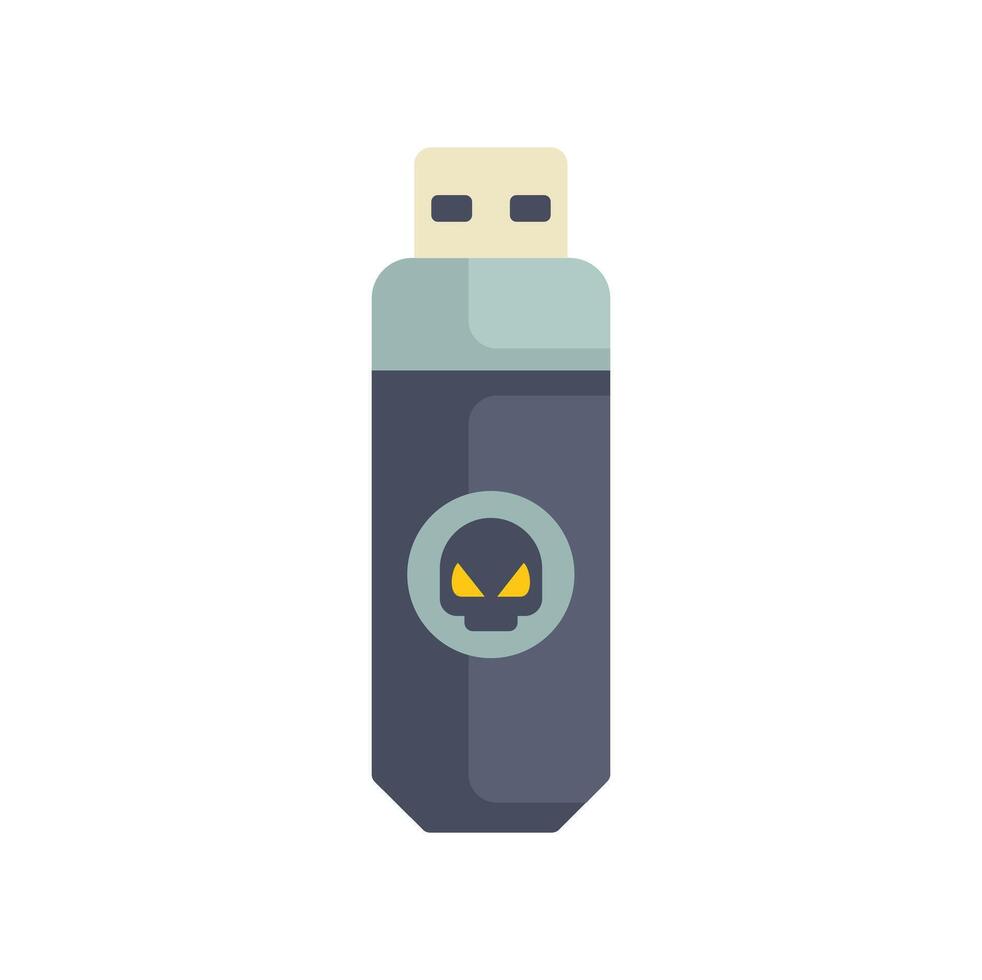 Usb flash drive with a skull icon is showing a digital danger vector