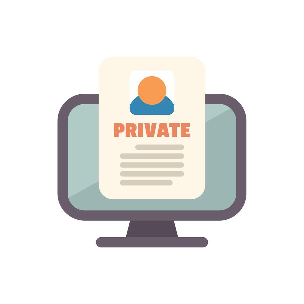 Computer showing private document with personal profile information vector