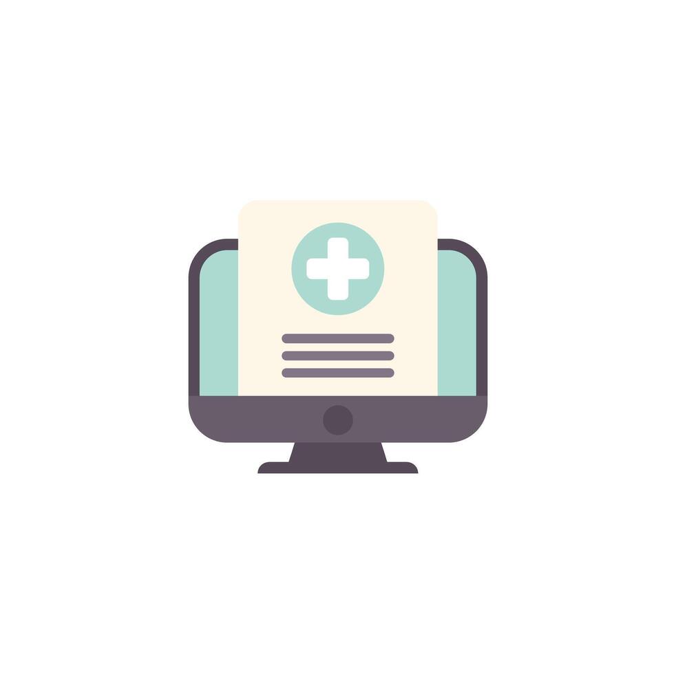 Online medical record displaying on computer screen icon vector