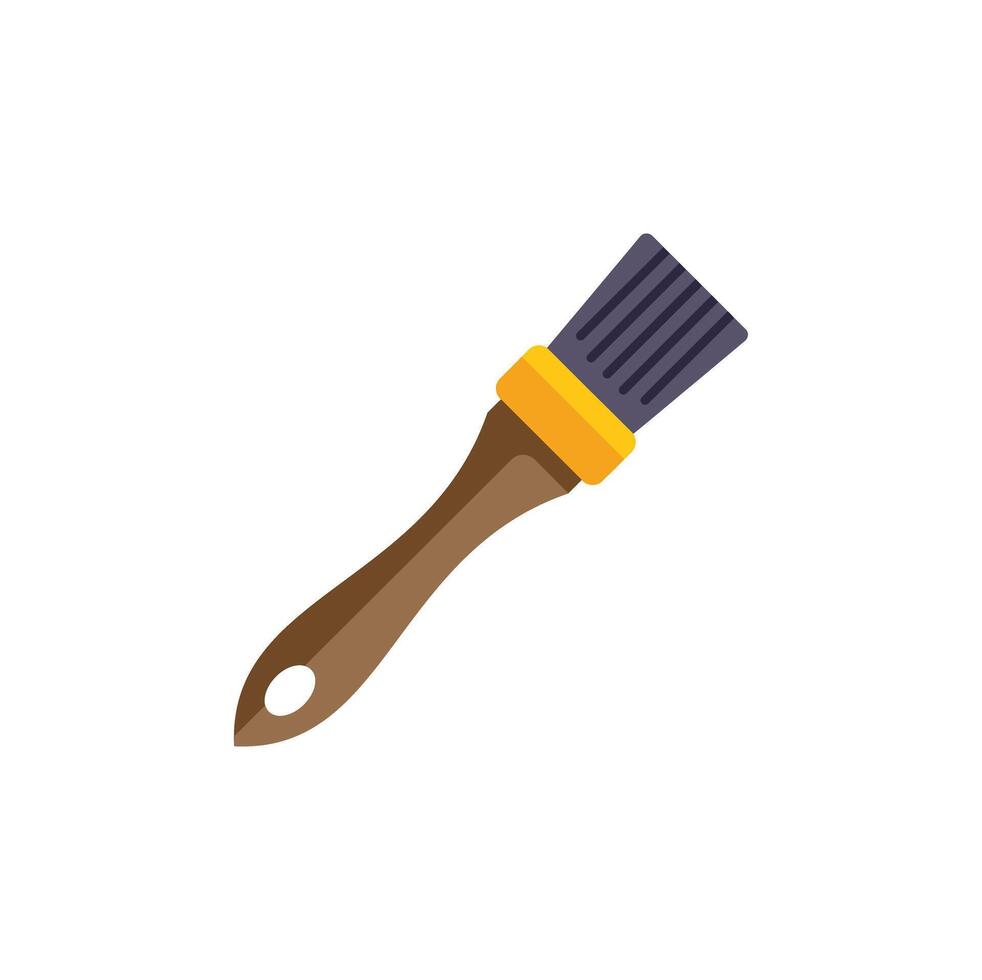 Simple icon of paintbrush with wooden handle for drawing vector