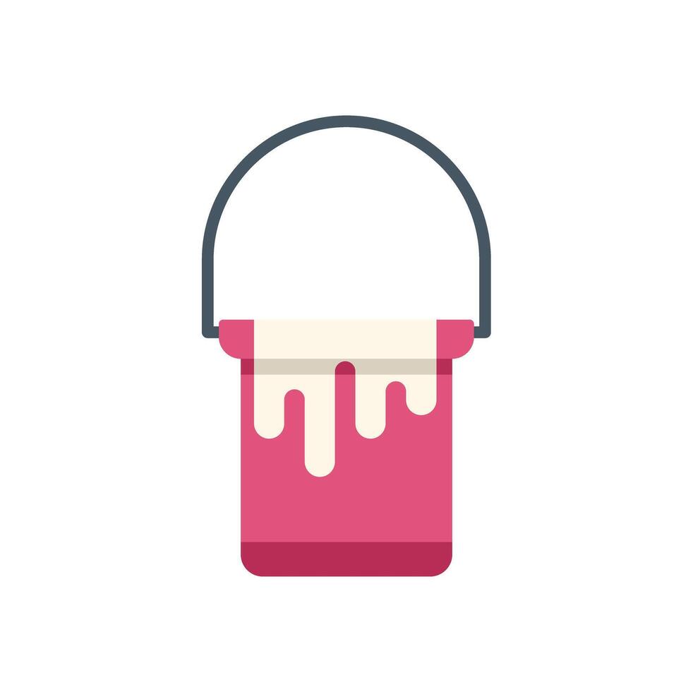 Pink paint bucket dripping white paint with handle vector